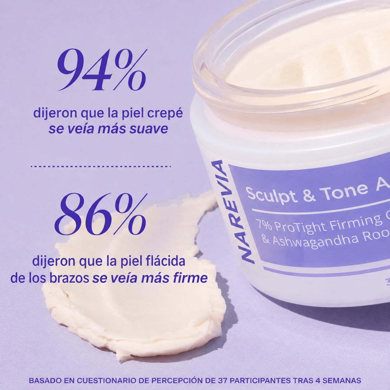 NAREVIA Crema Reafirmante para Brazos Sculpt & Tone con 7% de Complejo Reafirmante ProTight y Extracto de Raíz de Ashwagandha, 3.4 fl oz (100 ml)